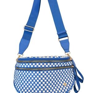 Blue and White Checkered Women's Bag